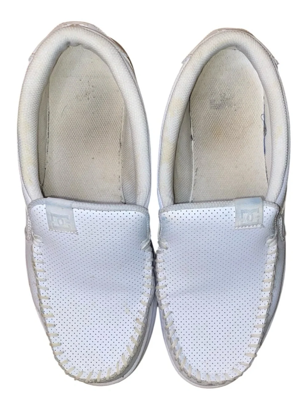 DC VILLIAN 2 Perforated Leather After Skate Slip On Casual Shoes White Size 10
